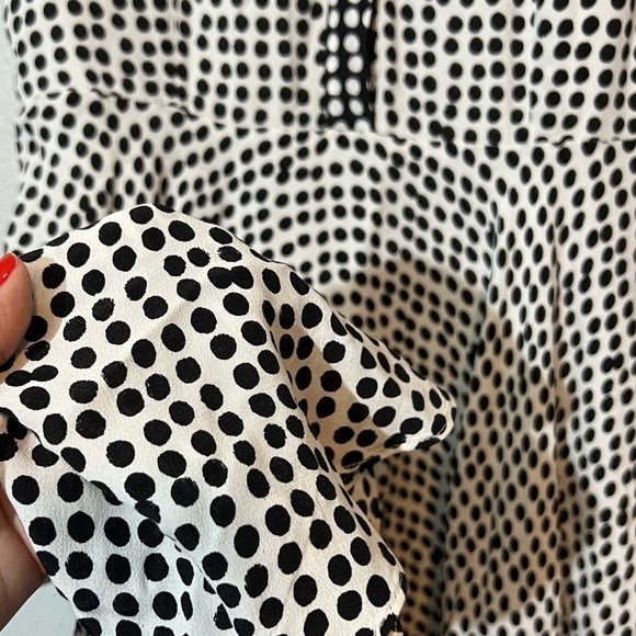 Hobbs White Polka Dot Black Sleeveless Button Up Midi Dress Size 4 - Picture 2 of 7